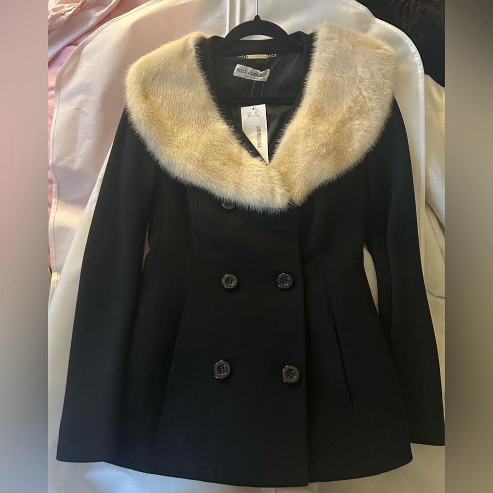 SOLD Dolce & Gabbana Vintage Fur Collared Double Breasted Blazer